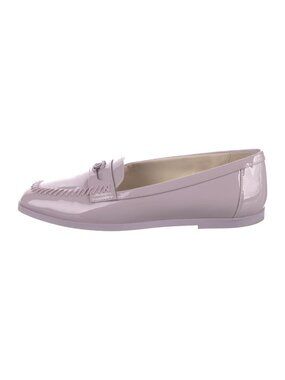Chanel Lilac Purple Patent Leather CC Logo Loafers